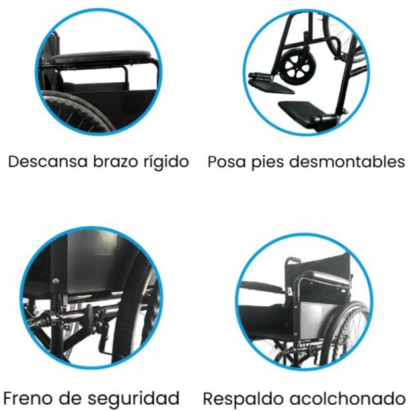 Silla De Ruedas Plegable Color Negro, Marca: Handy, Modelo: S150B - Imagen 5
