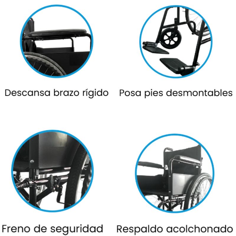 Silla De Ruedas Plegable Color Negro, Marca: Handy, Modelo: S150B - Imagen 5